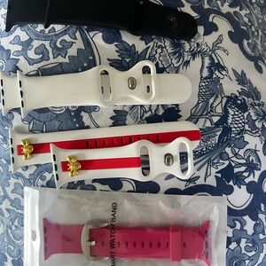 Set of Smart Watch Bands in Black, White, and Pink